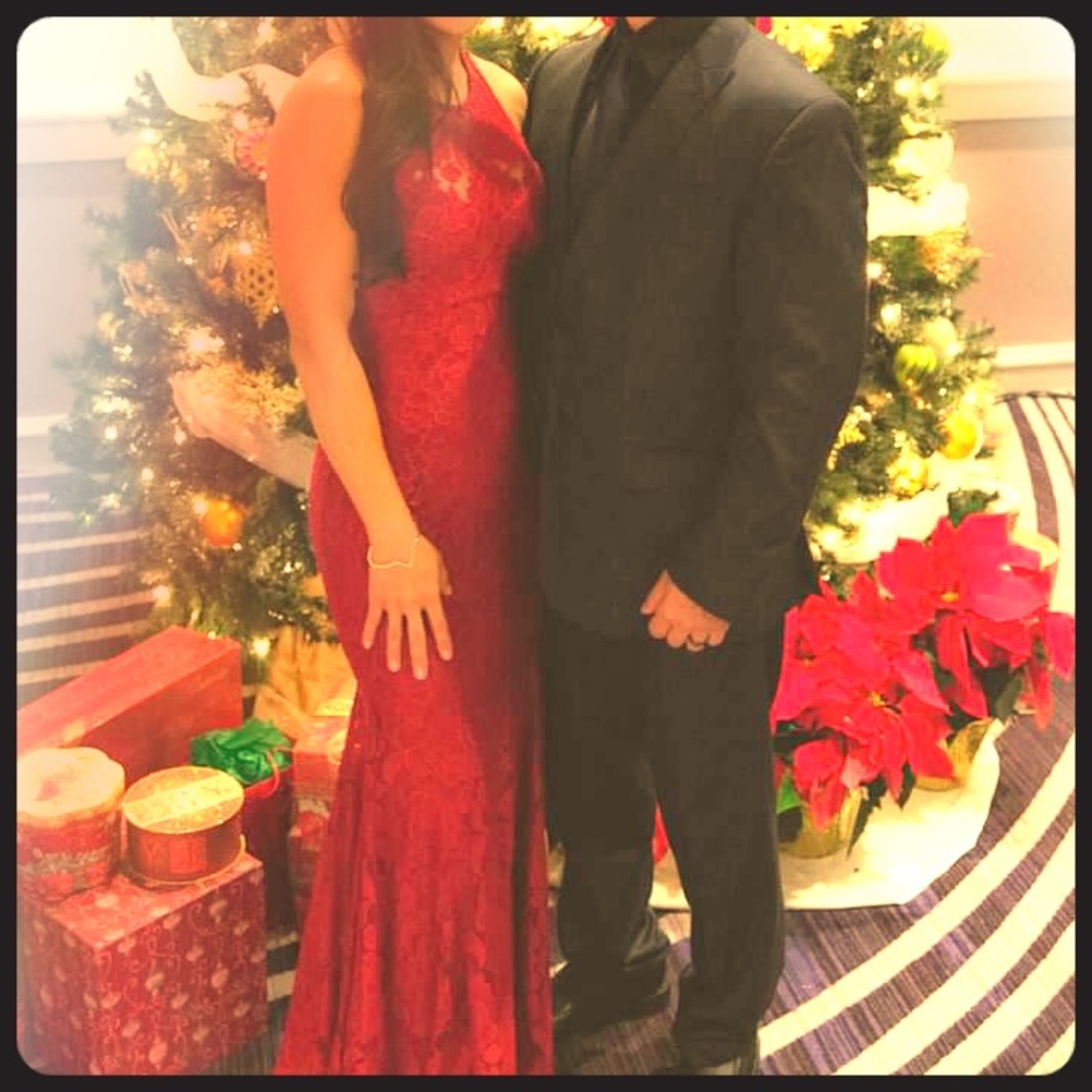 Lace halter maxi dress